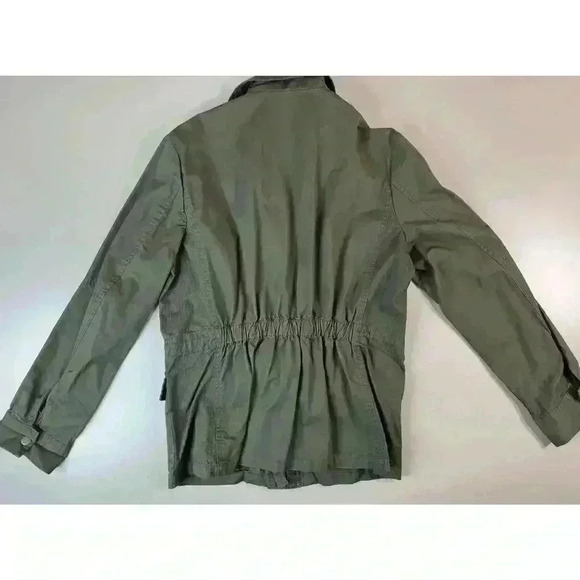 Love Tree Womens L Olive Green Military Utility Jacket Chore Pocket Zip Button - Picture 7 of 14